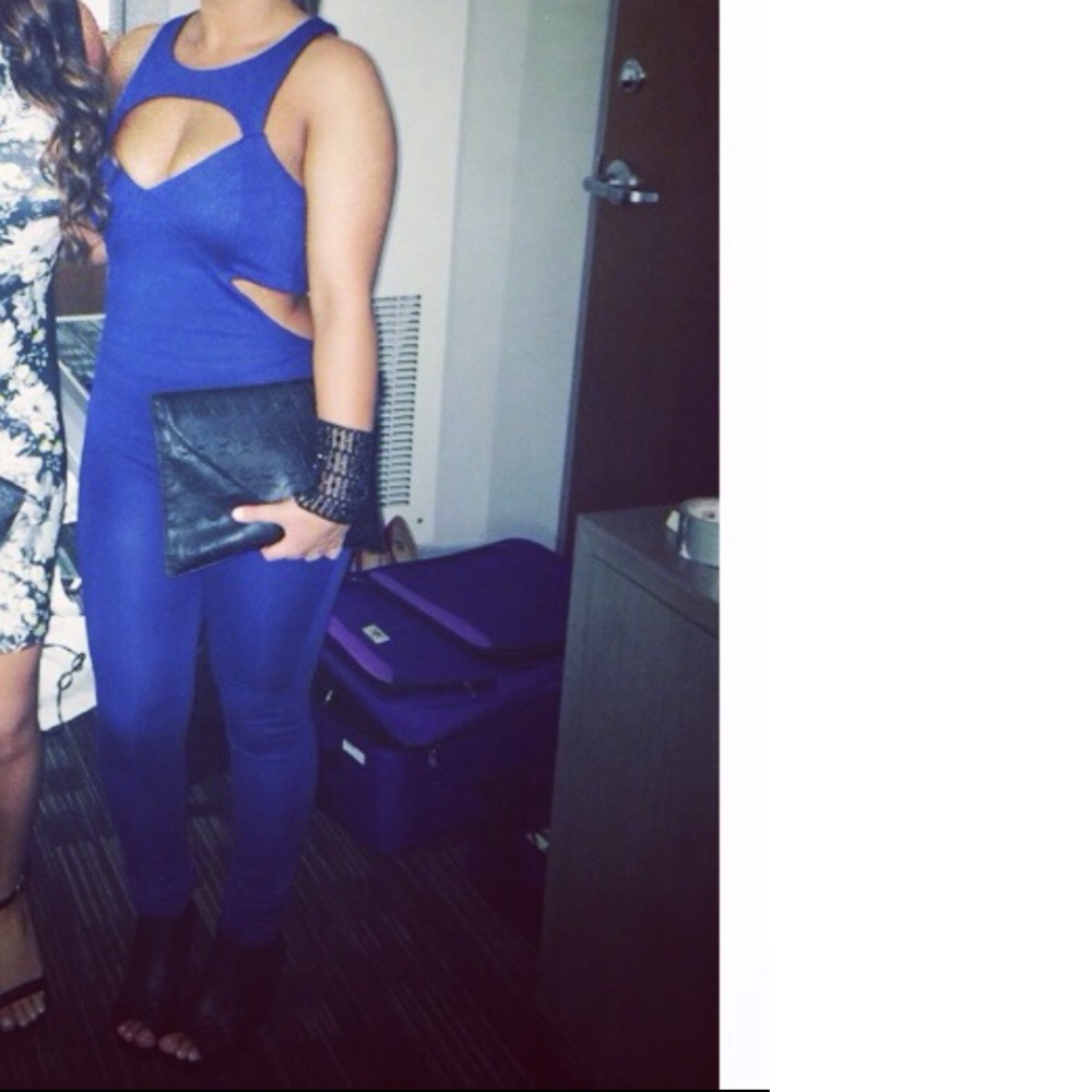 Blue cutout jumpsuit